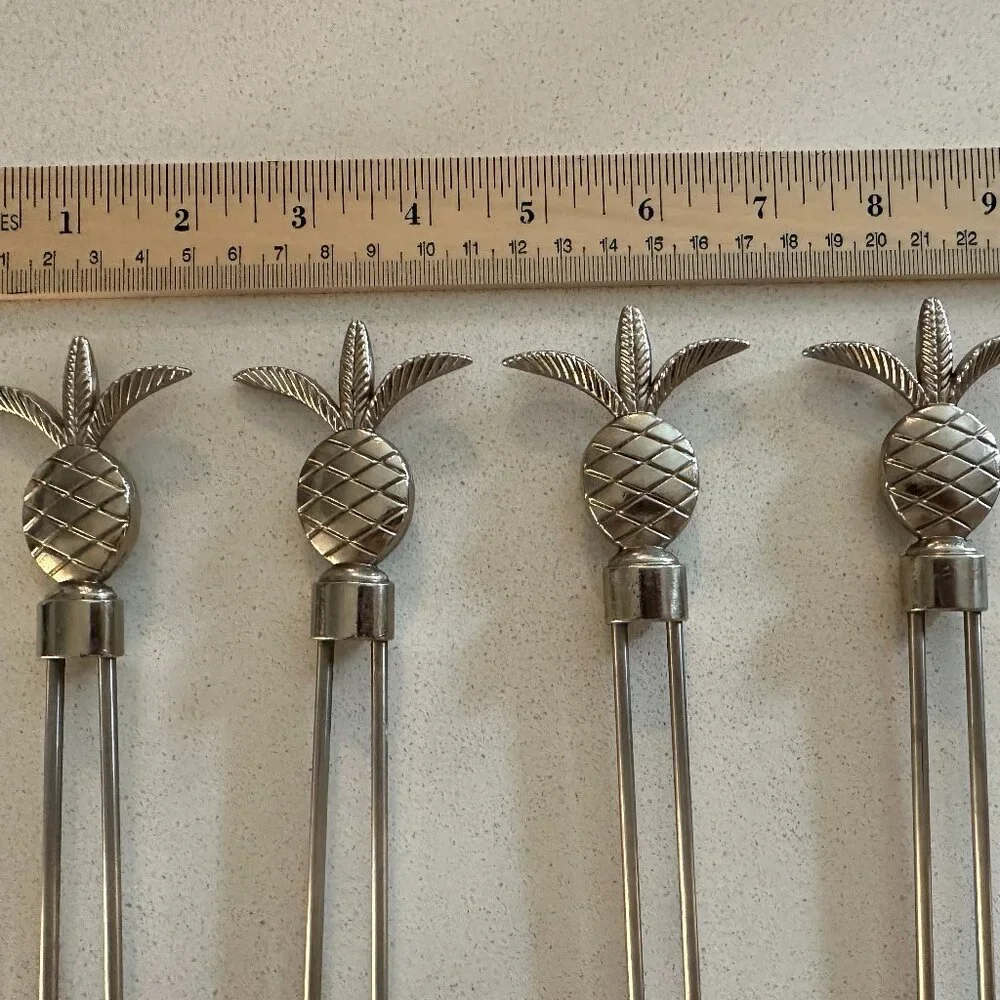 4 Metal Pineapple Meat Skewers NWOT